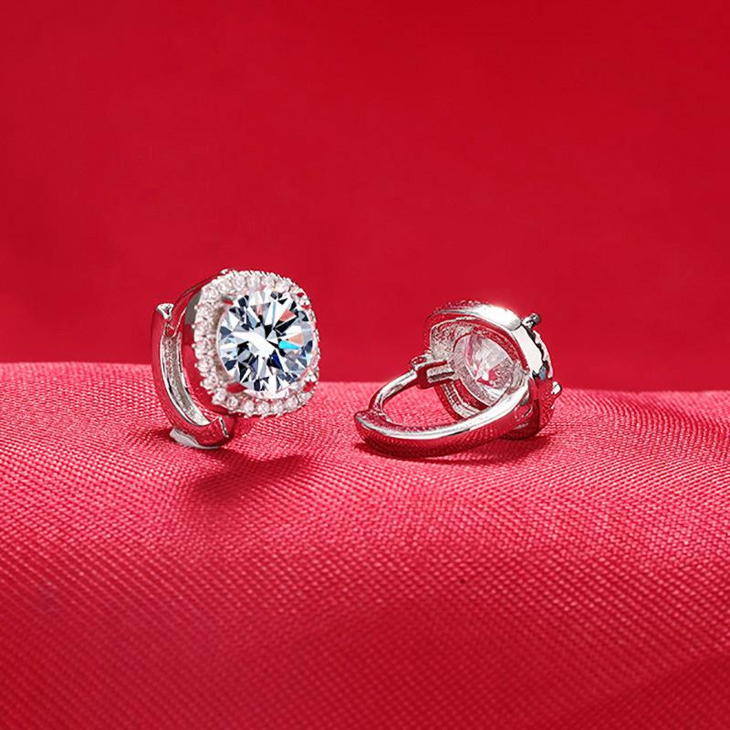 Simple Imitation Moissanite Square Bag Ear Buckle Women'S Niche Design Trend Creative Earrings