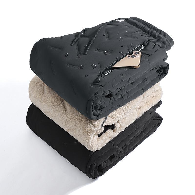 Men's Fleece-Lined Sports Pants Thickened Men's Trendy Brand Winter Plus Size Casual Men's Pants Cotton Pants Outdoor Lamb Fleece Sweatpants