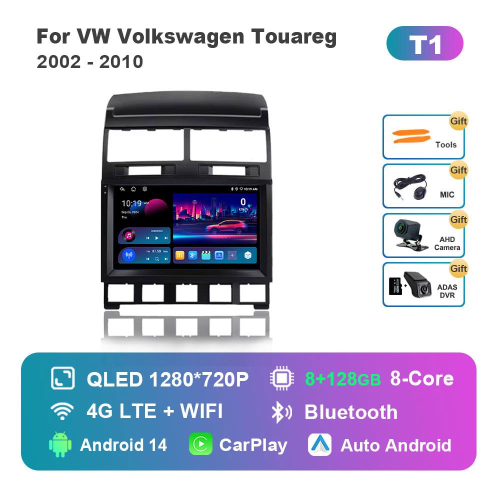 For VW Volkswagen Touareg 2002 - 2010 Car Radio Multimedia Player 4G GPS Navigation Android 14 WiFi DSP Stereo Touch Screen