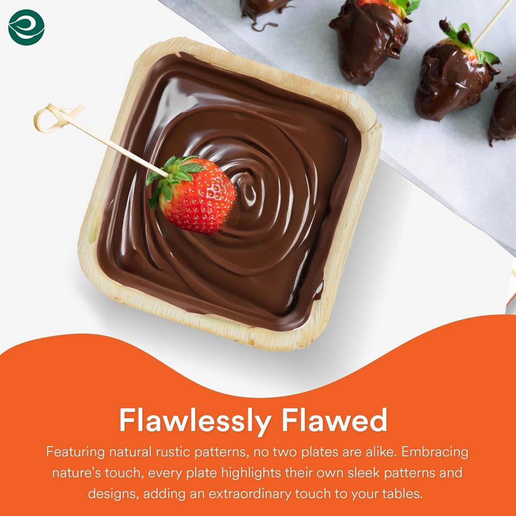 Eco Soul 100% Ekologiczne Kwadratowe Miski Z Liści Palmowych Zestaw 25 Szt.