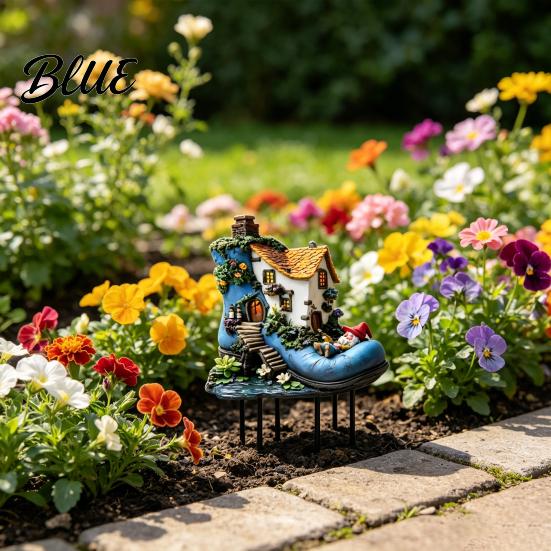 Sunproof Garden Decoration Yard Elf House 2D Stake Gnome Boot Acrylic Shoe Decor Decorative Sign for Outdoor Courtyard Lawn