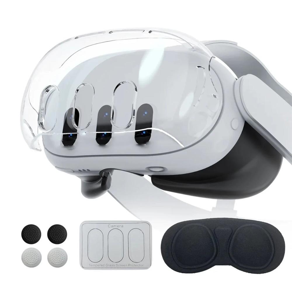 For Meta Quest 3 Headset Q 3 Host Crystal Case Lens Cover Tempered Film Rocker Cap Strong Protection VR Accessories