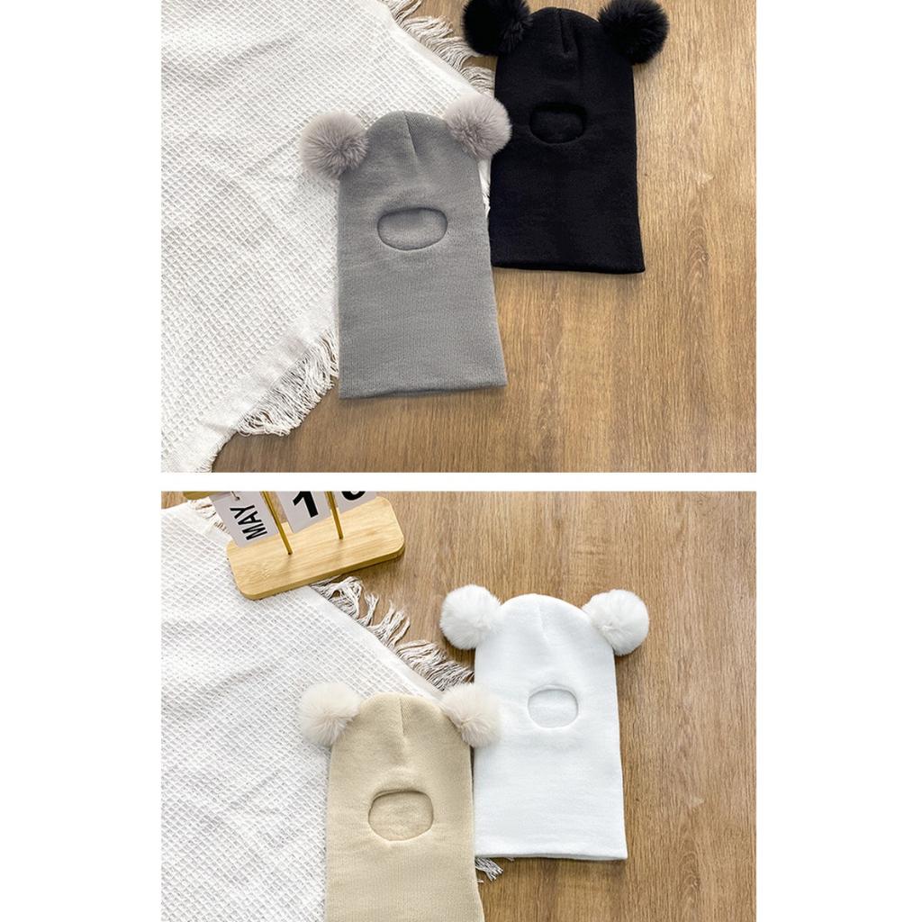 Zimowa czapka dziecięca z zintegrowanym szalikiem i aksamitną osłoną chroniącą uszy, czapka na głowę dla chłopców i dziewcząt, dziana włóczka, kombinezon dziecięcy