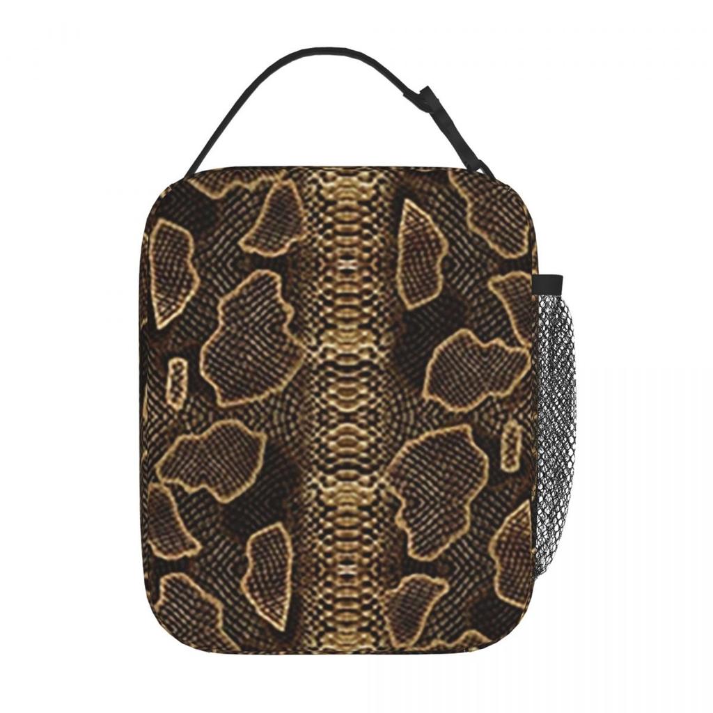 Snake Pattern Insulated Lunch Bag for Women Kids Portable Food Boxes Thermal Lunch Box Tote