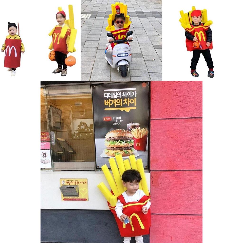 Korean Ins Halloween Children's Costume For Kindergarten Party Show Outfit Boys And Girls French Fries Clothes Inflatable Column)
