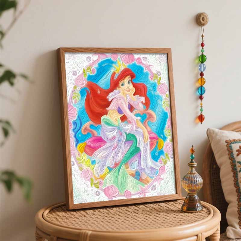 Disney Oil Painting Painting Art Ariel Hobby Cultivating Gifts Home DecorationSparkling Mermaid Dream