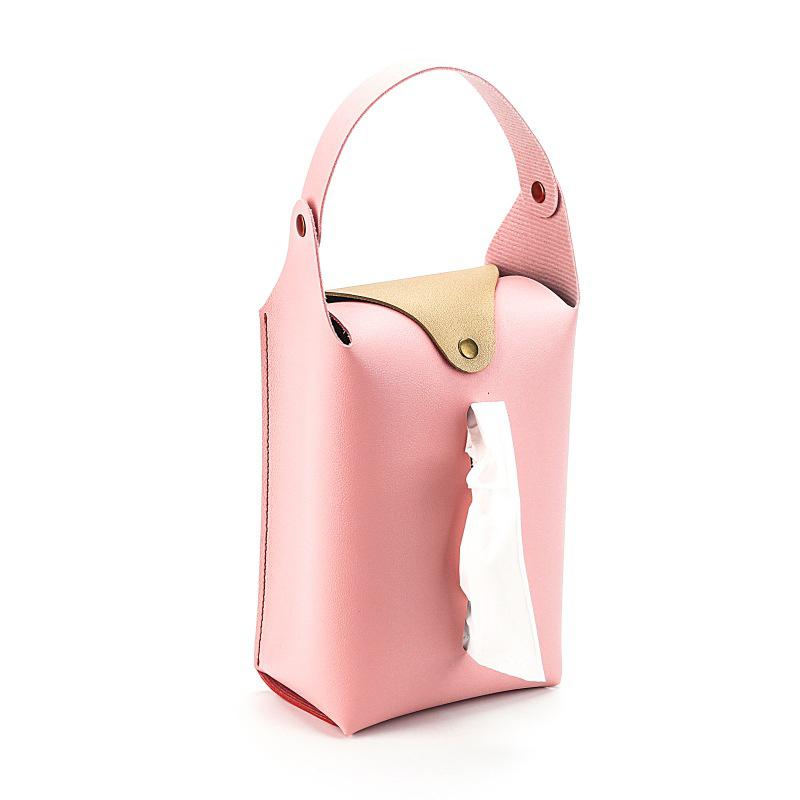 

Элегантная кожаная коробка для салфеток в стиле ретро, ​​подвесная автомобильная сумка для салфеток, универсальный портативный водонепроницаемый органайзер для домашних и кухонных салфеток, скандинавский органайзер розовый