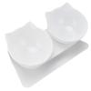 15 Degrees  Inclined Cat Double Bowl Neck Guard Pet Feeding Bowl for Home Pet Shop Living Room(White Base White Bowl )