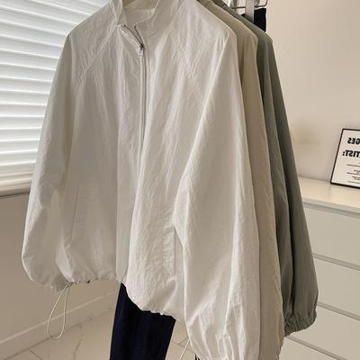 Korean Stand-Up Collar Petite Lightweight Windbreaker – Women's Versatile Slimming Spring Jacket with Sun Protection Zipper