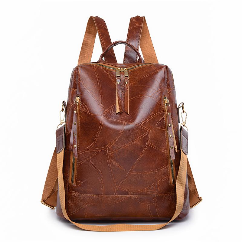 

Женский ретро рюкзак, искусственная кожа, съемный ремешок, несколько отделений, многофункциональная сумка через плечо для повседневной работы коричневый