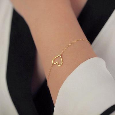 Einfaches, zartes Herz-Armband, Armreif, Kette, Charme, Damenmode, Schmuck, Geschenk