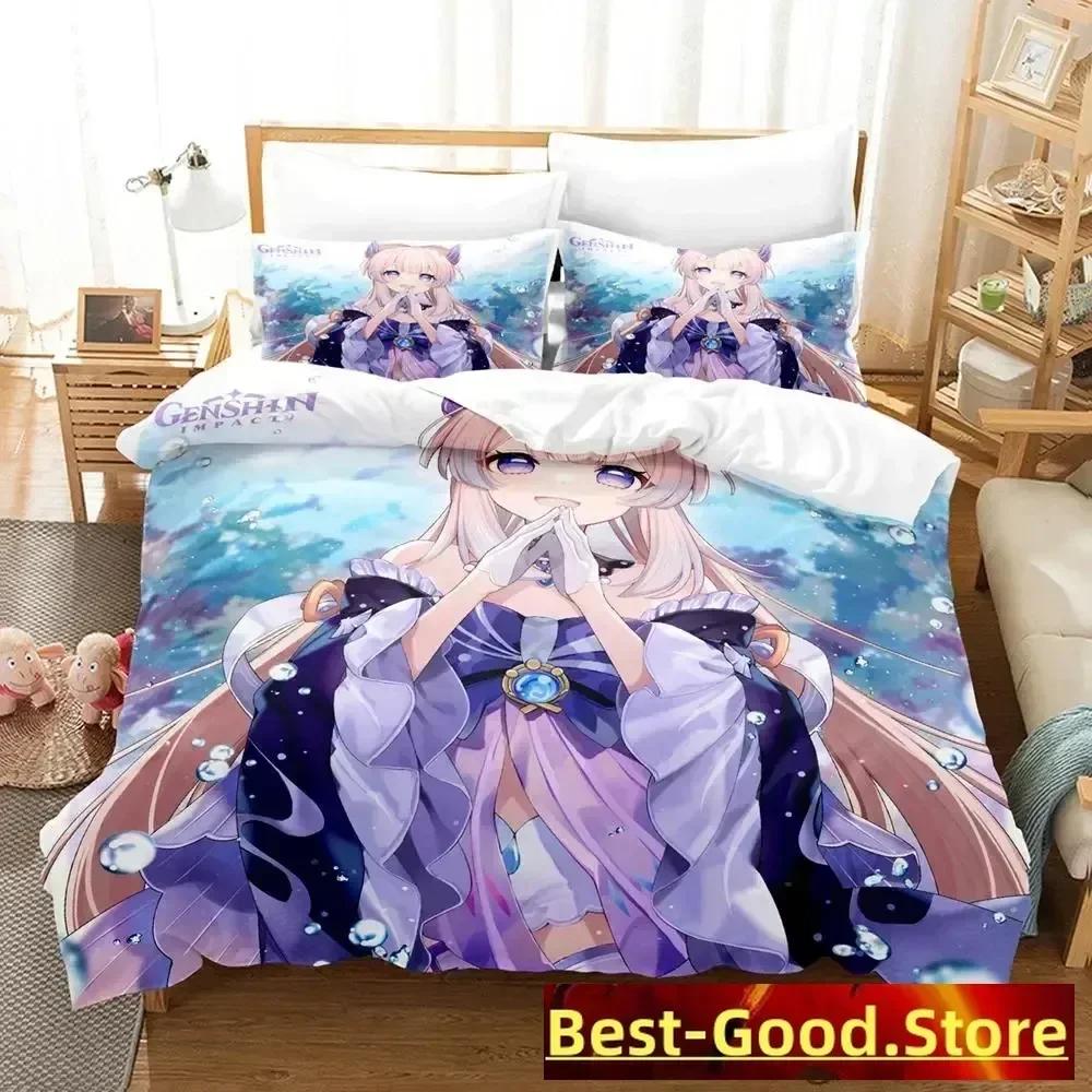 

2023 Genshin Impact Sangonomiya Kokomi Bedding Set Duvet Cover Sheet Printed Pillowcase Full Queen King Size Comforter Bedroom 135x200cm