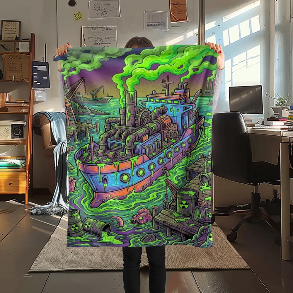 Manta de Franela Estampada para Vehículos de Transporte de Ácidos, Alta Calidad, Cómoda para Todas las Estaciones, Decoración del Hogar, Calidez y Comodidad, Perfecta para Regalos de Navidad