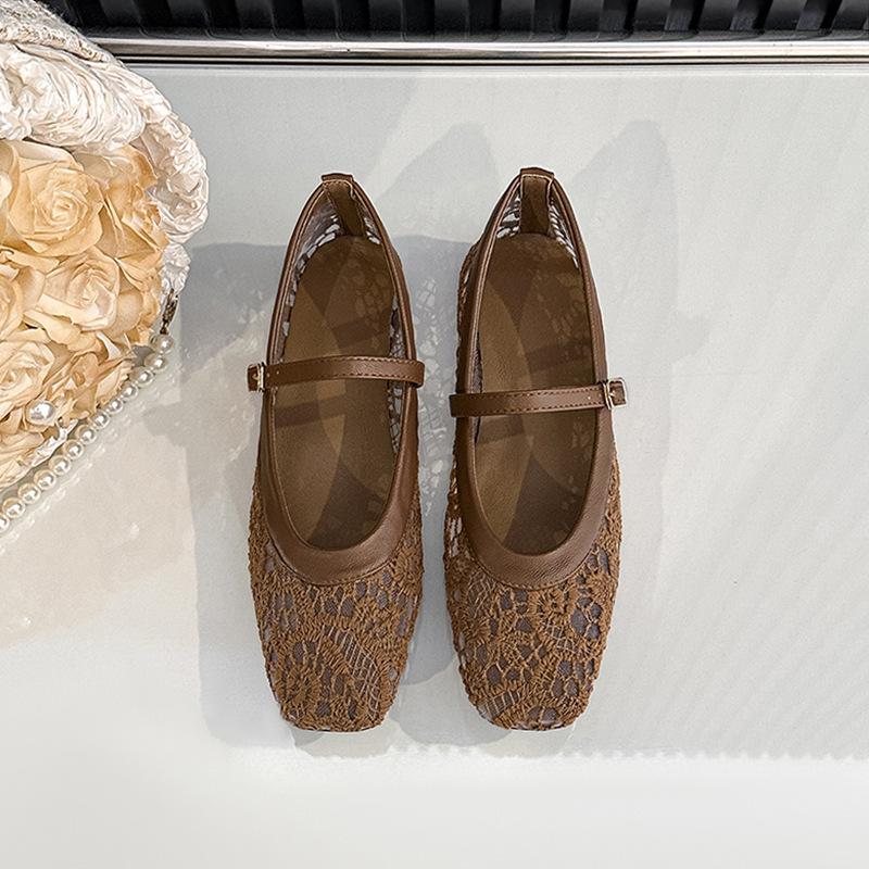 Scarpe Basse da Ballerina in Rete da Donna Mary Jane Slip-On Casual Traspiranti Ballerine da Donna Estive Punta Quadrata Chiusa Mary Jane Scarpe Eleganti