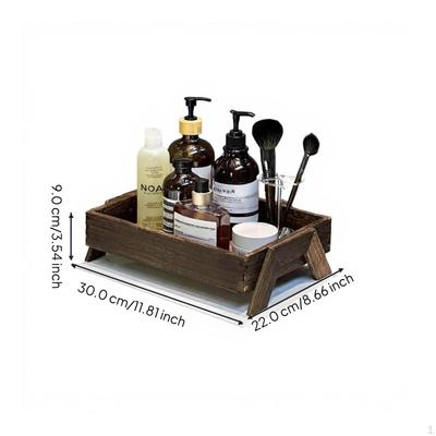 Bathroom Vanity Wooden Organizer, Countertop Storage Tray, MultiFunctional Shelf Raised Tray