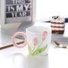 1pc Tulip Flower Ceramic Mug 3D Design Creative Relief Girl Heart Coffee Cup Birthday Mothers Day Gift for Her Afternoon Tea Cup