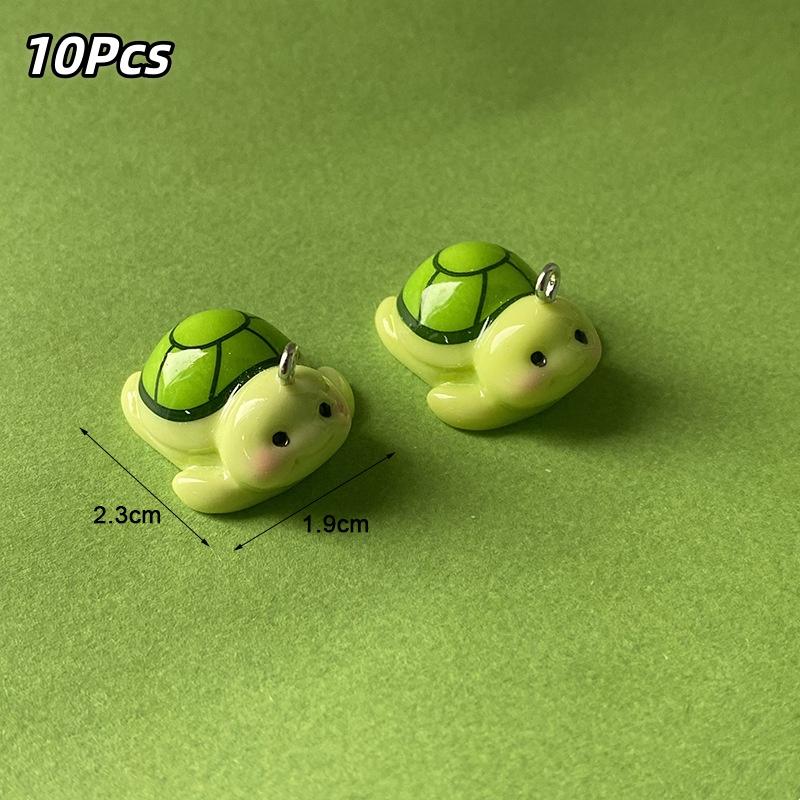 10Pcs 3D Cartoon Small Turtle Resin Charms Cute Animal Pendants for DIY Earrings Keychains Bag Charms Jewelry Making Kits A1