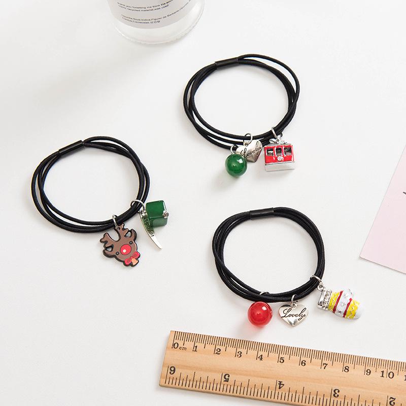 Korean Style Reindeer Santa Claus Hair Tie - High Elastic Hair Accessory for Women