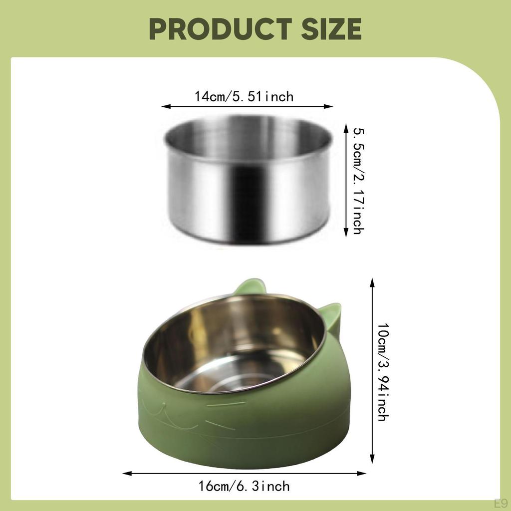 Raised Cat Bowl Anti Slip for Food Water Sleek Gift Pet Lover Sturdy Multiuse Stainless