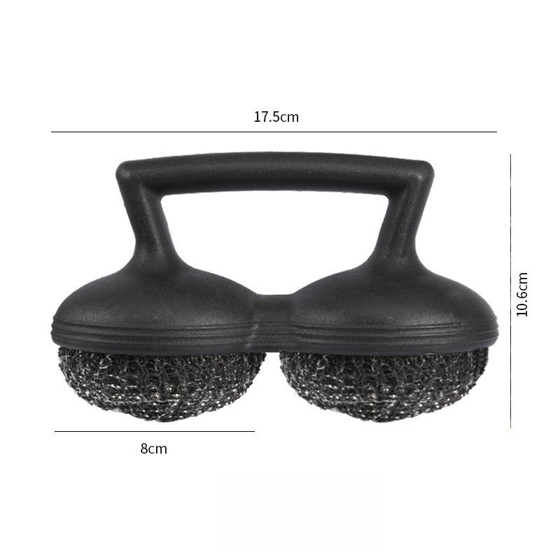 1pcs Steel Wire Ball BBQ Grill Brush with Durable Plastic Multi-Use Outdoor Cleaning Tool for Grill Oven and Kitchenware чёрный