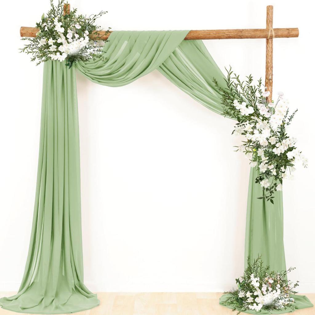 Chiffon Lawn Outdoor Sheer Drapes for Wedding & Festival Archway Decoration