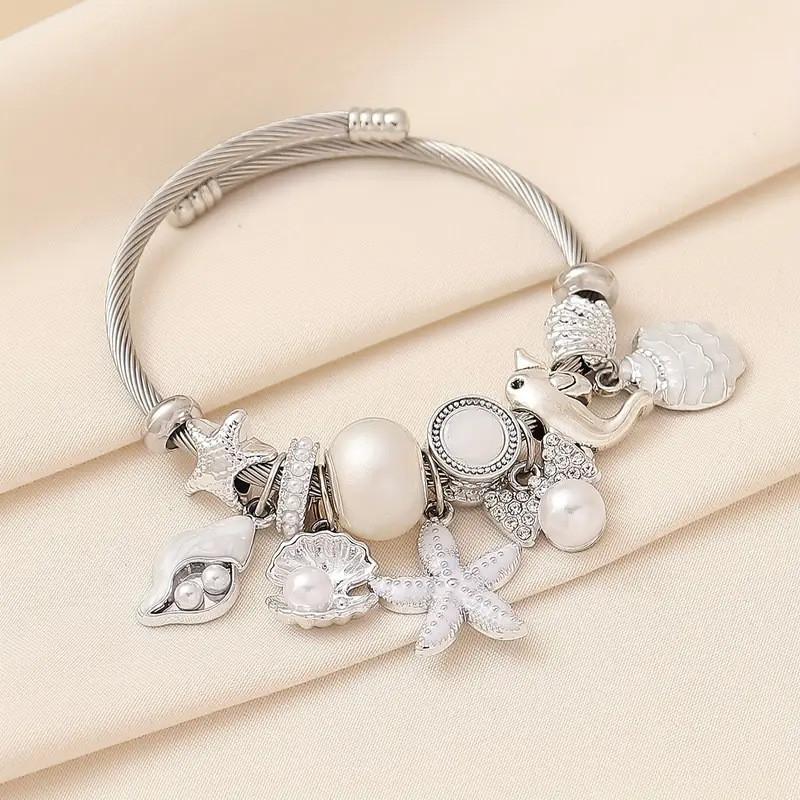 Ocean Starfish Beaded Bracelet With Shell Dolphin Heartshaped Jewelry For Women