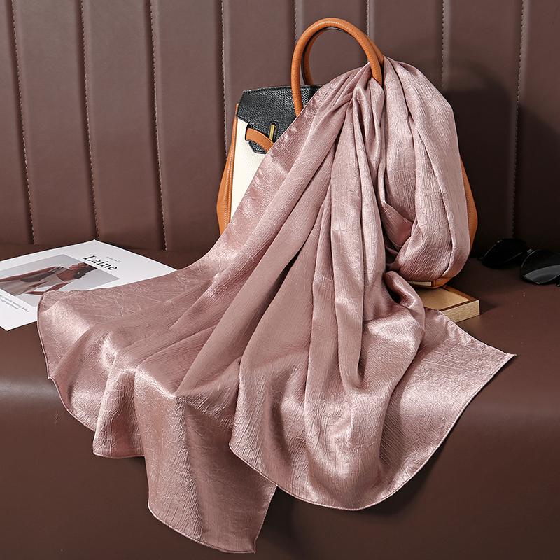 Large Size Silkly Stain Scarf Women Plain Foulard Femme Luxury Hijab Long Bandana Evening Party Dress Shawls and Wraps