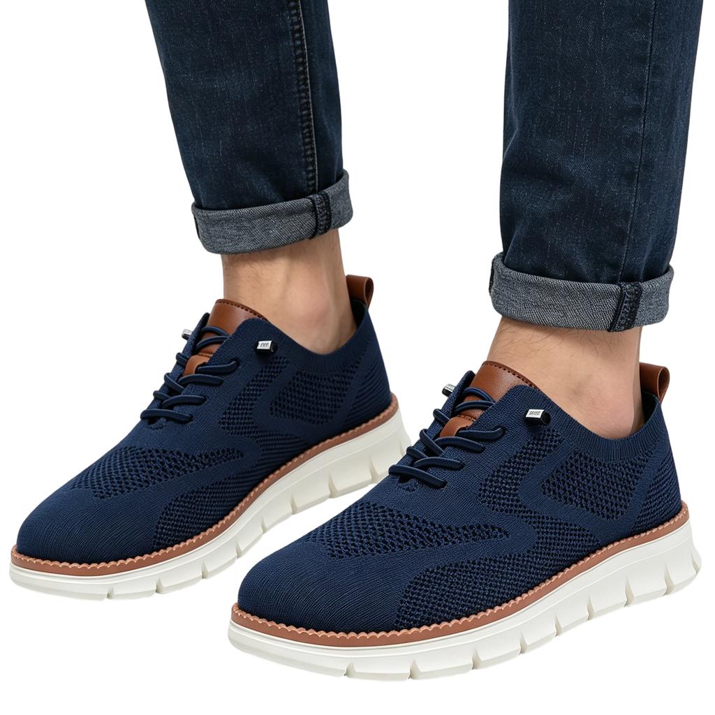 Men's Casual Knit Sneakers Lightweight Breathable Slip-On Athletic Shoes with Flexible Sole and Lace-Up Design for Everyday Wear