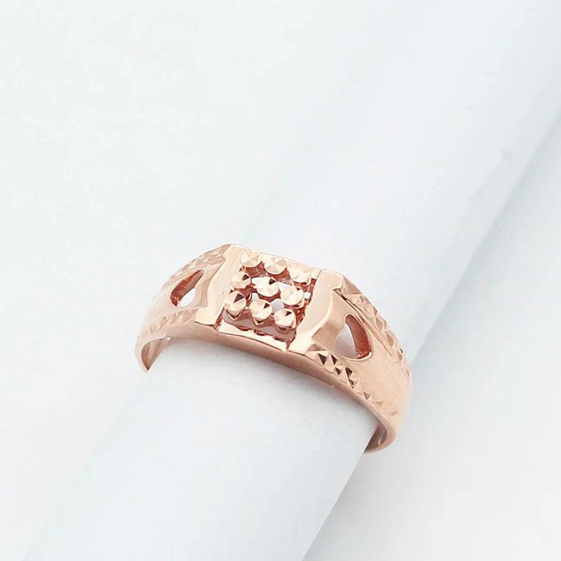Purple Gold Hollowed-Out Love Ring, Simple Temperament, Open Design, Rose Gold-Plated Ring.