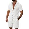 Conjunto de Camisa Casual de Verano Transpirable con Capucha y Pantalones Cortos de Trabajo para Hombre