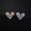 Rectangular Heart Brooch Shiny Hollow Heart Breastpin Geometric Rhinestone Pin  Suit Coat Collar