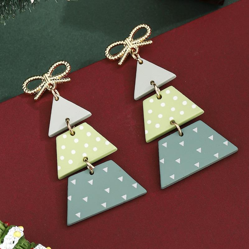 Christmas Tree Earrings, Snowflake Bow Stud Earrings, Polka Dot Personalized Earrings, Earrings, Women's Jewelry.