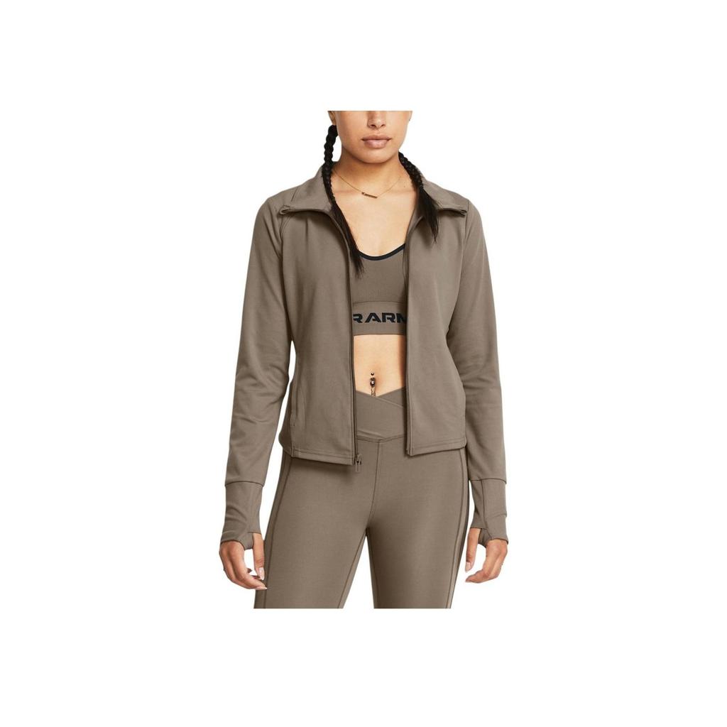 Under Armour Solid Color Casual Slim Fit Stand Collar Long Sleeve Jacket Women Jackets Brown 1379157-200