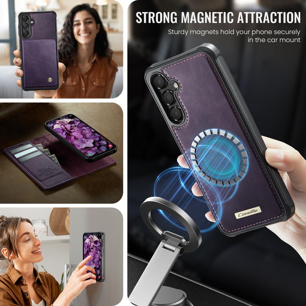 For Samsung Galaxy A16 5G Magnetic Case RFID Blocking Detachable Wallet Leather Phone Cover