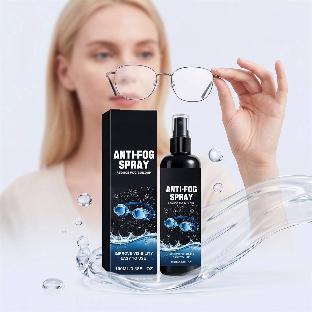 Anti Fog Spray for Glasses Goggles and Masks 100ml Clear Solution to Reduce Fog Build Up and Improve Visibility Easy to Use Spray Bottle