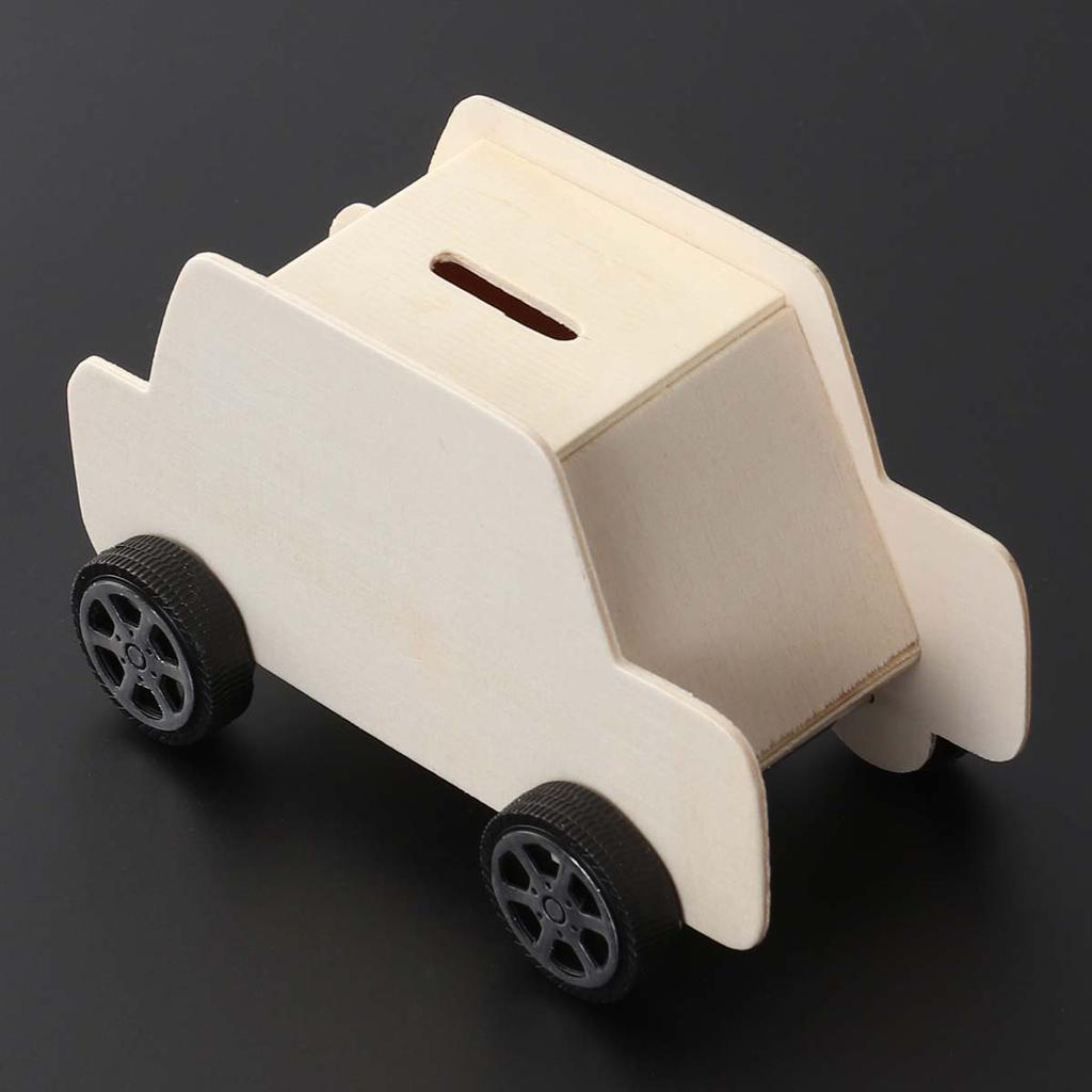 Wooden Car Shaped Piggy Bank Money Saving Box Creative Coin Bank Diy Educational Toy For Wood Saving Pot Wooden Saving Pot