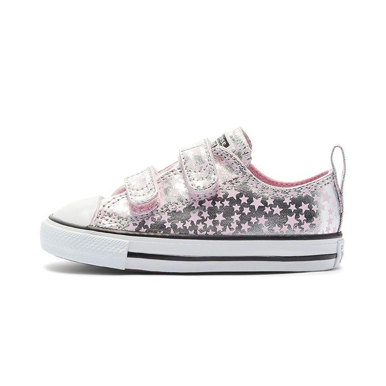Converse Chuck Taylor All Star Low Top Baby Walker Shoes Silver Pink Baby Shoes 769706C