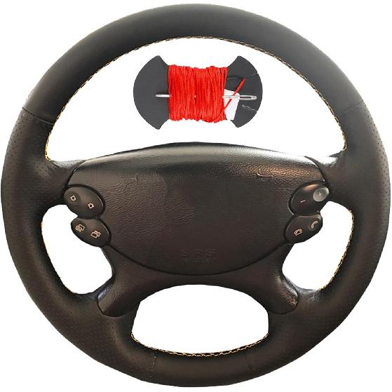 

Leather Steering Wheel Cases Car Steering Wrap Stitch Steering Wheel Cover Fit for Mercedes Benz E-Class W211 E230 E350 E280 CLS-Class CLS 350 500 G Red Thread