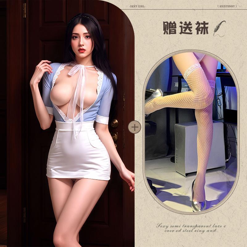 Sexy lingerie stewardess secretary OL cosplay hip skirt uniform flirting pajamas pure lust flirting woman