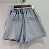 Thailand Tide Brand Summer New Heavy Industry Inlaid with Colored Diamond Beads High Waist Thin Wide Leg Denim Shorts Cross-border
