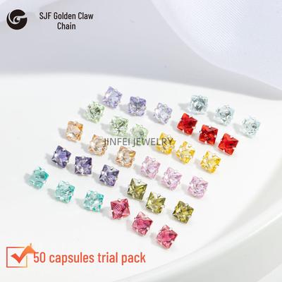 Colorful Square Prong Rhinestones: Right-Angle Silver Crystal Zircon for DIY Phone Chains and Jewelry.