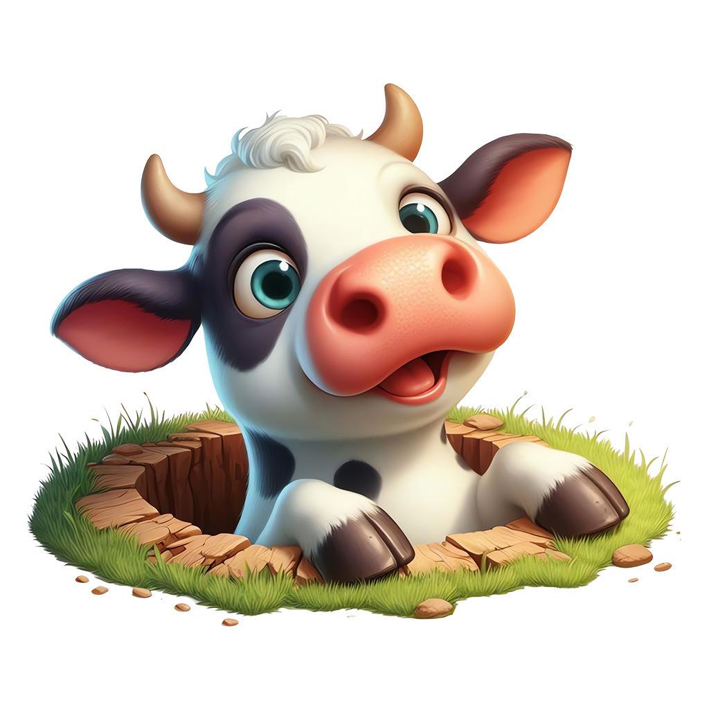 Self-adhesive Peeking Cow Wall Stickers Floor Decals for Living Room Bedroom Home Decor