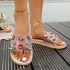 Fashion Colorful Big Rhinestone Transparent Pvc Slippers Women Flat Feels Outdoor Slides Women 2025 Summer Brand Designer Beach Slides