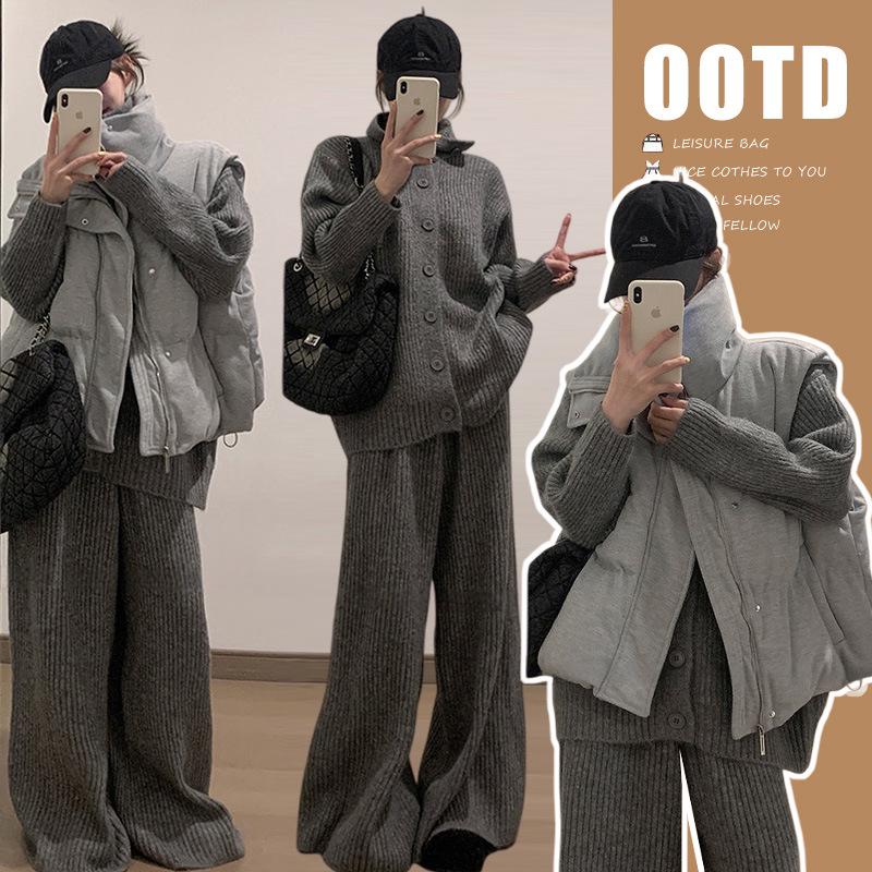 2025 Stylish High-End Knit Sweater & Vest Maternity Set - 3 Pieces Extra Large