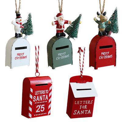 Unique Resin Iron Christmas Mailbox Pendant for Seasonal Decorations