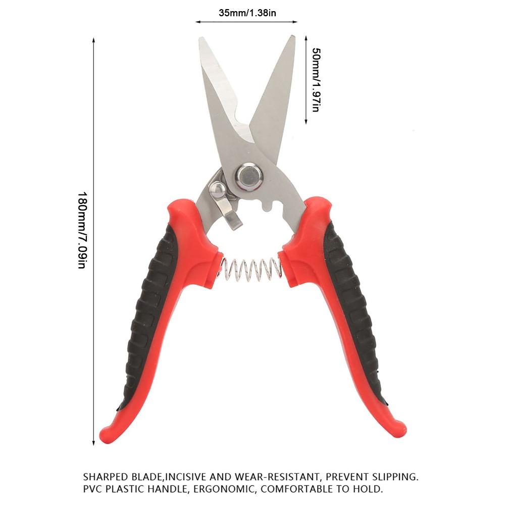 180mm Multifunction Scissors 3CR13 Steel Garden Tool Pruning Scissors  Electrician Tool