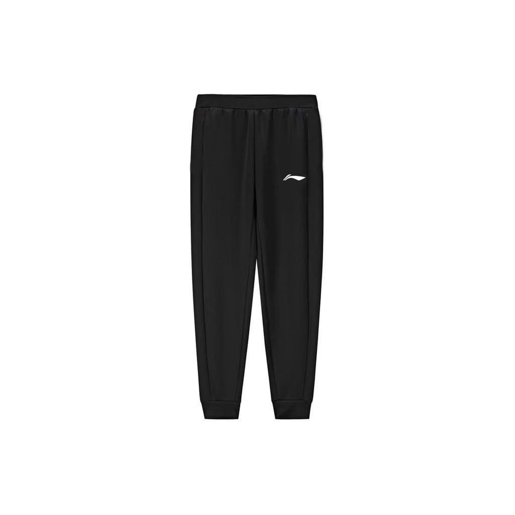 Li Ning Sports Fashion Series Solid Color Elastic Waist Loose Fit Knitted Joggers Women Bottoms Black AYKR470-1