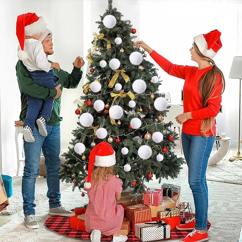 White Foam Christmas Balls Ornaments Xmas Tree Hanging Snowballs Pendant Holiday New Year Wedding Party Home Decoration Supplies