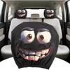 2PCS Car Seat Headrest Cover Halloween Decoration Black Skull Print Stretchy Spooky Fun Head Cover Mask Car Accessories