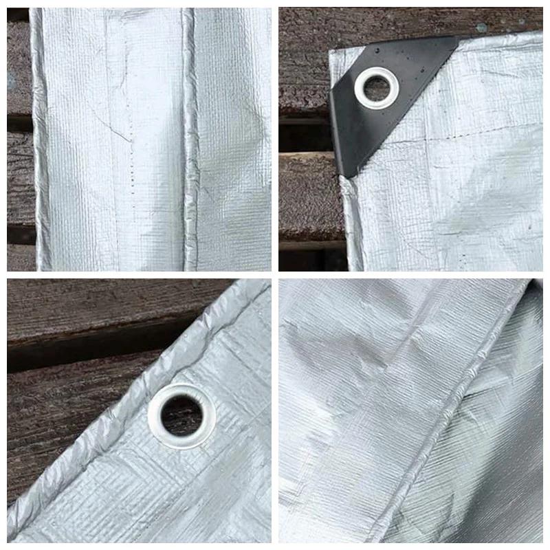 160GSM&180GSM Silvery Tarpaulin Outdoor PE Rainproof Cloth Camping Tent Ground Sheet Waterproof Sun Shading Sail Plant Raincover